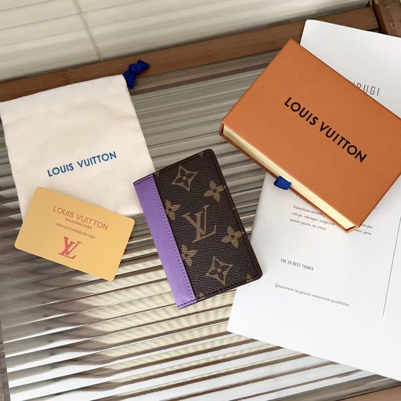 HypedEffects louis vuitton Slim Card Holder Wallet with Monogram Canvas and Color Accent Luxury Designer Card Case
