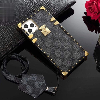 HypedEffects louis vuitton Trunk-Style Monogram iPhone 15 Cases with Gold Hardware