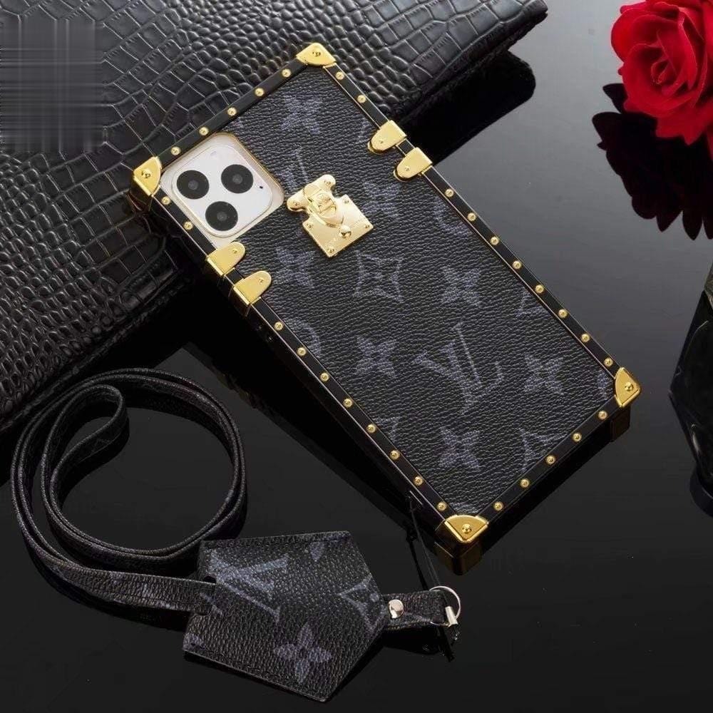 HypedEffects louis vuitton Trunk-Style Monogram iPhone 15 Cases with Gold Hardware