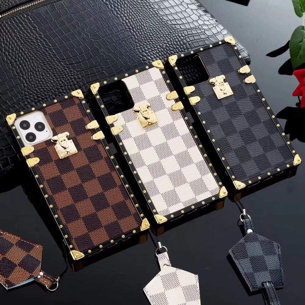 HypedEffects louis vuitton Trunk-Style Monogram iPhone 15 Cases with Gold Hardware