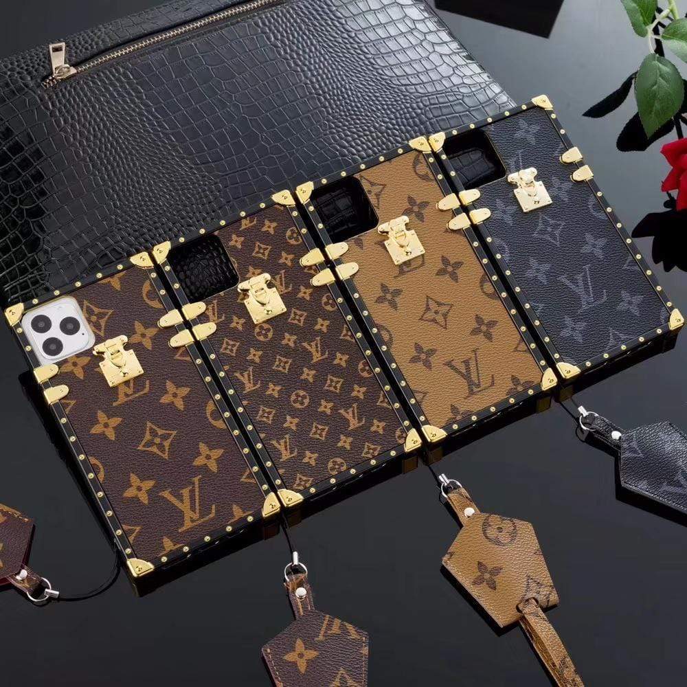 HypedEffects louis vuitton Trunk-Style Monogram iPhone 15 Cases with Gold Hardware