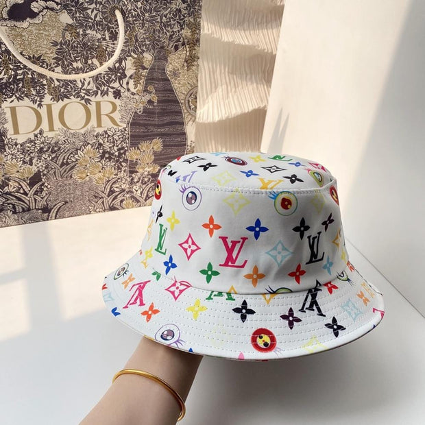 HypedEffects Louis Vuitton White Rainbow Bucket Hat for women | Women Hat