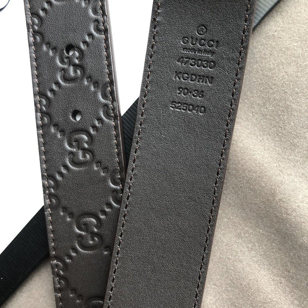 HypedEffects Luxurious Engraved Black Gucci Belt - Golden Gucci Buckle