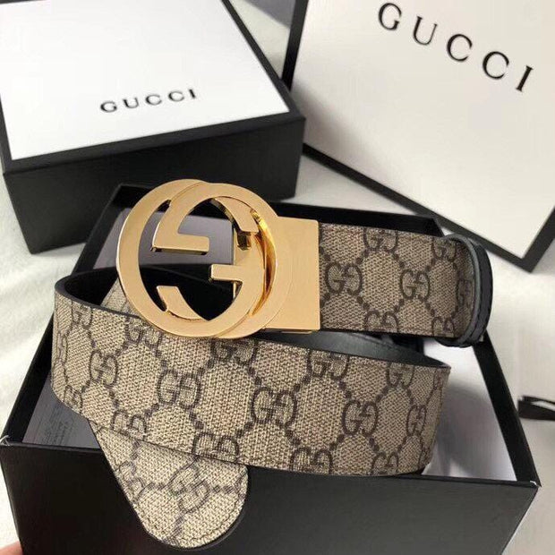 HypedEffects Luxurious Gucci Leather Belt - Interlocking Gucci Buckle
