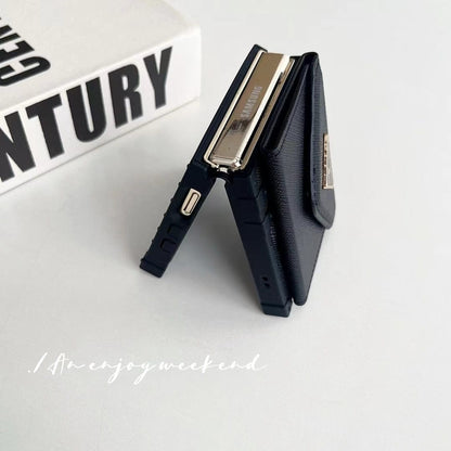 HypedEffects Prada Black Leather Z Flip 3 Cover | Z Flip 4 | Z Flip 5