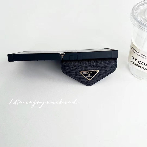 HypedEffects Prada Black Leather Z Flip 3 Cover | Z Flip 4 | Z Flip 5