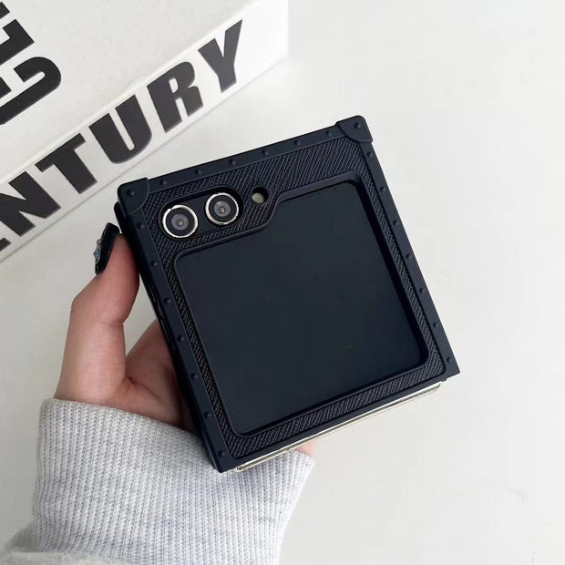HypedEffects Prada Black Leather Z Flip 3 Cover | Z Flip 4 | Z Flip 5