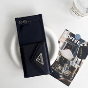 HypedEffects Prada Black Leather Z Flip 3 Cover | Z Flip 4 | Z Flip 5