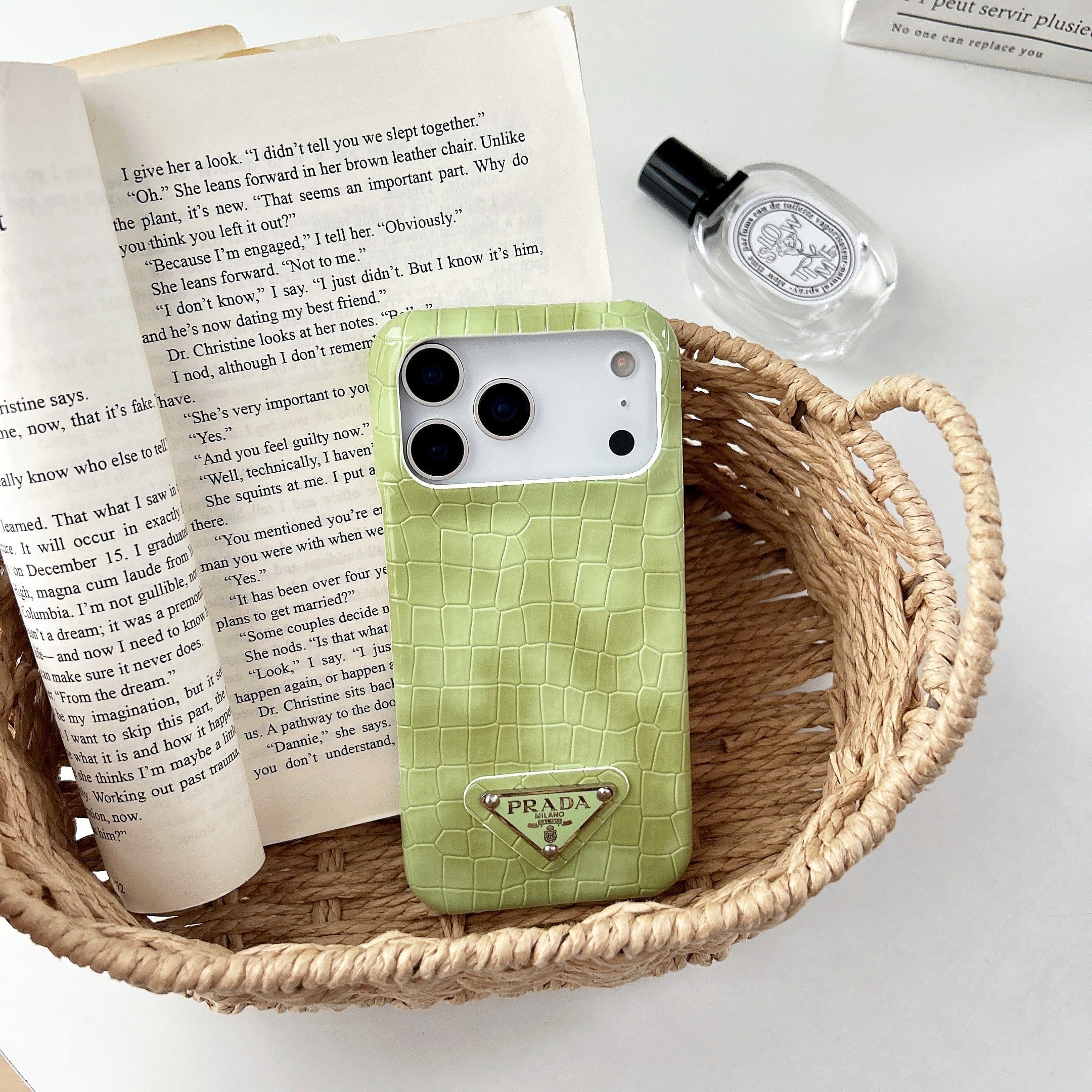 HypedEffects Prada Crocodile-Embossed Phone Case for iPhone 17 with Iconic Metal Triangle Logo