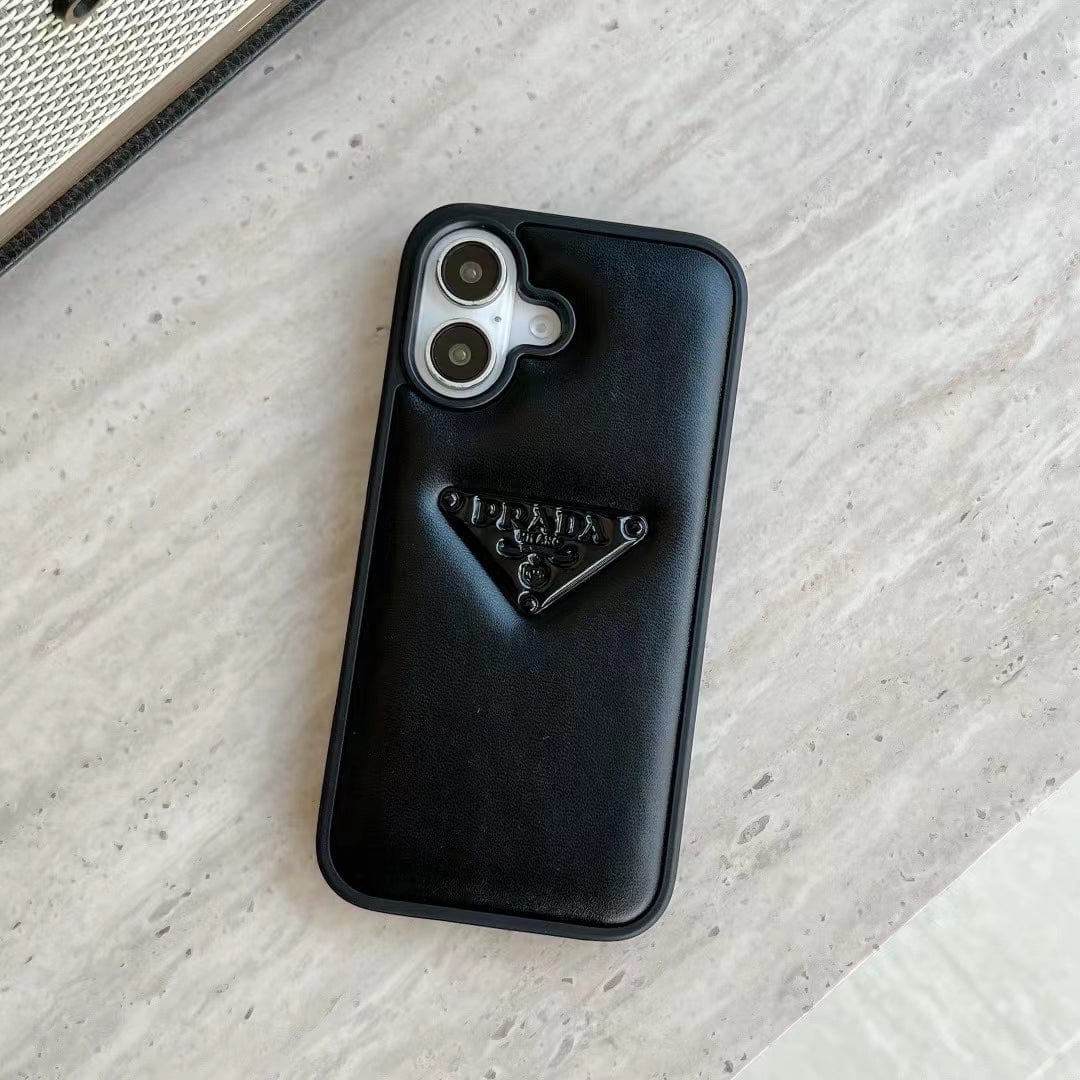 HypedEffects Prada Leather iPhone Case Black And White