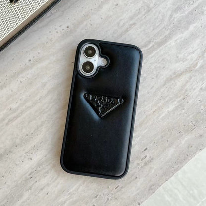HypedEffects Prada Leather iPhone Case Black And White