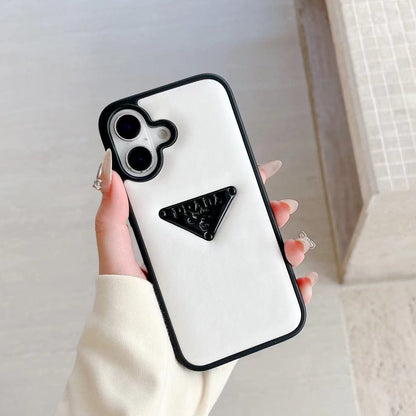 HypedEffects Prada Leather iPhone Case Black And White