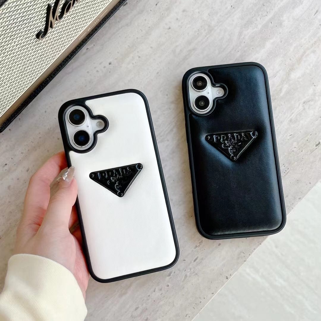 HypedEffects Prada Leather iPhone Case Black And White