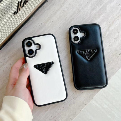 HypedEffects Prada Leather iPhone Case Black And White
