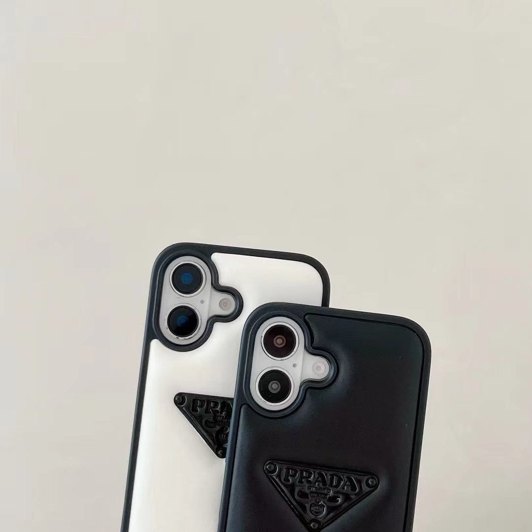 HypedEffects Prada Leather iPhone Case Black And White