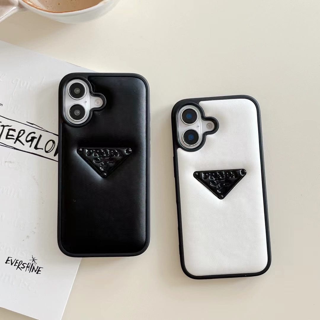 HypedEffects Prada Leather iPhone Case Black And White