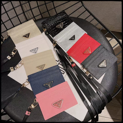 HypedEffects Prada Saffiano Leather Card Holders wallet with Lanyard - Multi-Color Set