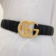 HypedEffects Premium Leather Black Gucci Belt - Golden Buckle