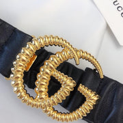 HypedEffects Premium Leather Black Gucci Belt - Golden Buckle