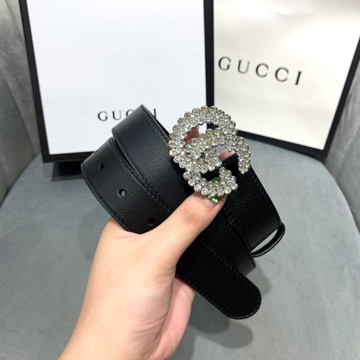 Looopix Black Crystallized Gucci Belt
