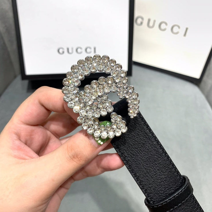 Looopix Black Crystallized Gucci Belt
