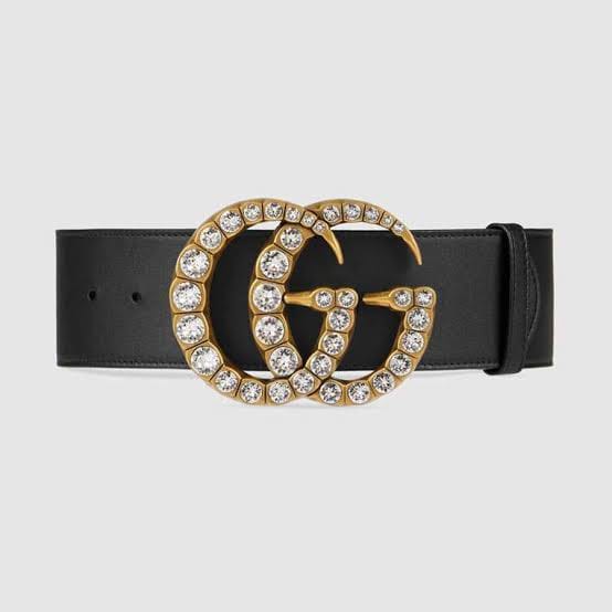 Looopix Black Gucci Belt - Golden Finished Crystaled Gucci Buckle