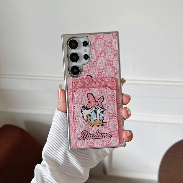 Looopix Cartoon-Themed Designer Phone Case with Card Holder for Samsung S23 and S24