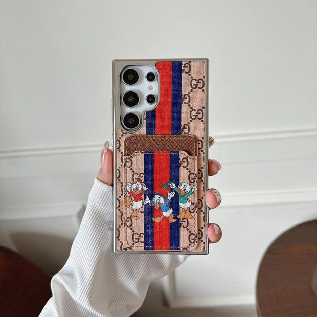 Looopix Cartoon-Themed Designer Phone Case with Card Holder for Samsung S23 and S24
