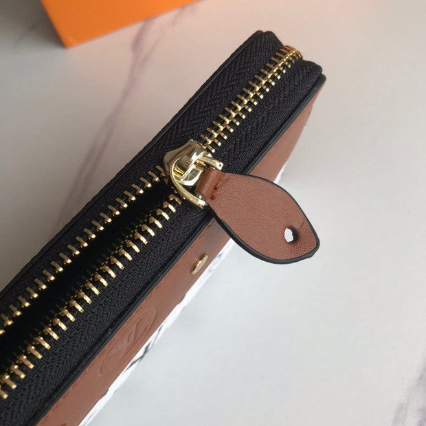 Looopix Chocolate Louis Vuitton Leather Zipper Wallet