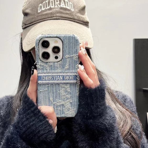 Looopix Christian Dior Denim-Inspired iPhone Case with Hand Strap