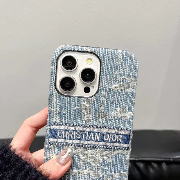 Looopix Christian Dior Denim-Inspired iPhone Case with Hand Strap