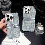 Looopix Christian Dior Denim-Inspired iPhone Case with Hand Strap