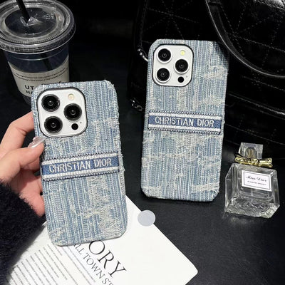 Looopix Christian Dior Denim-Inspired iPhone Case with Hand Strap