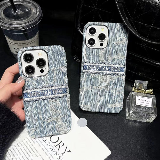 Looopix Christian Dior Denim-Inspired iPhone Case with Hand Strap