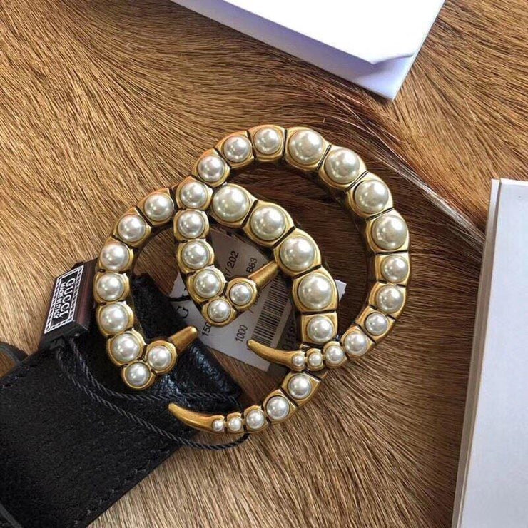 Looopix Classic Gucci Belt - Pearled Gucci Buckle