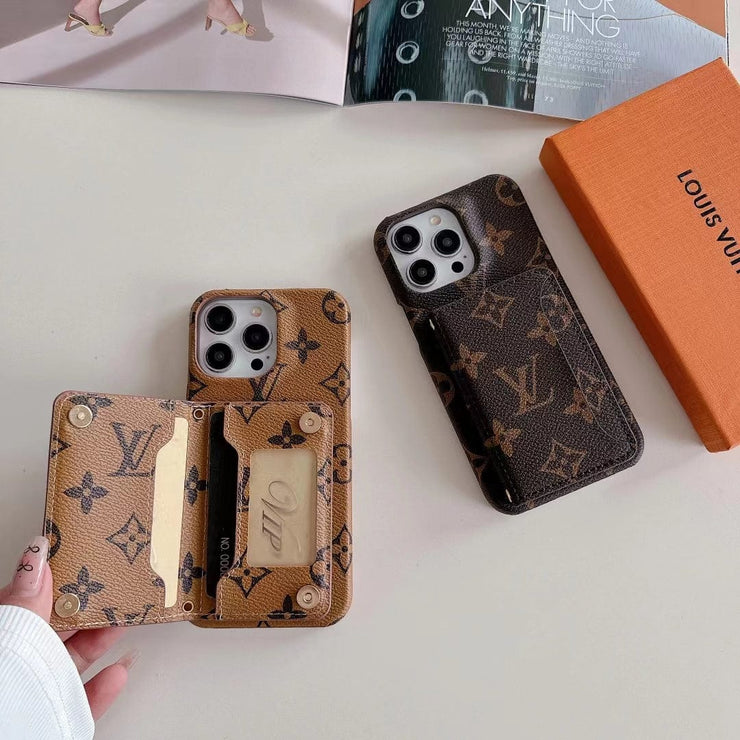 Looopix Classic Louis Vuitton iPhone 15 Case with Integrated Wallet