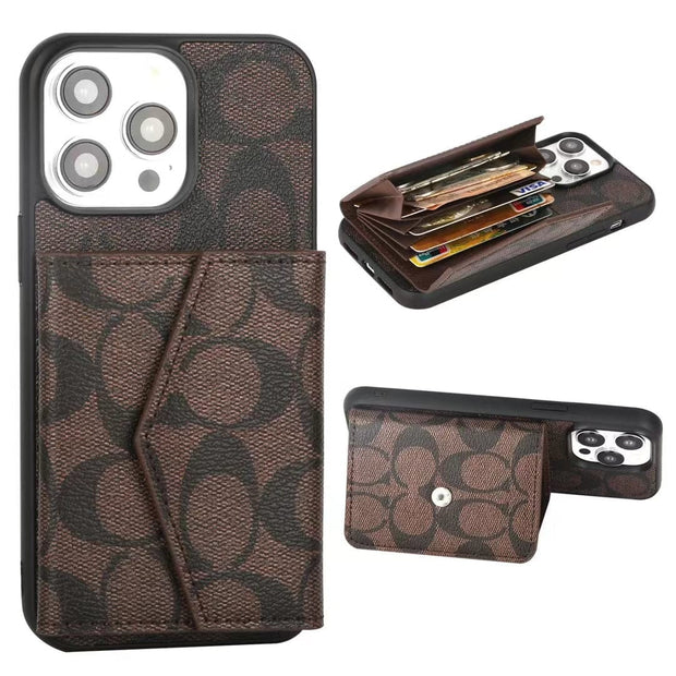 Looopix Coach Signature iPhone Case with Card Holder – Available for iPhone 11 to iPhone 16