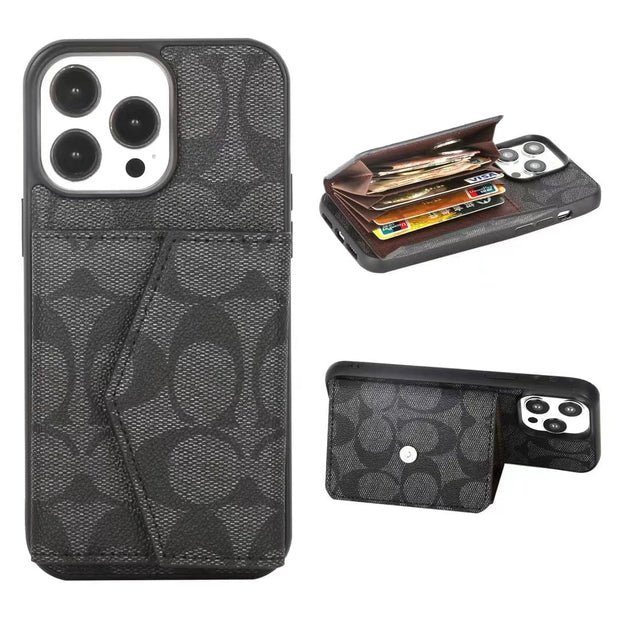 Looopix Coach Signature iPhone Case with Card Holder – Available for iPhone 11 to iPhone 16