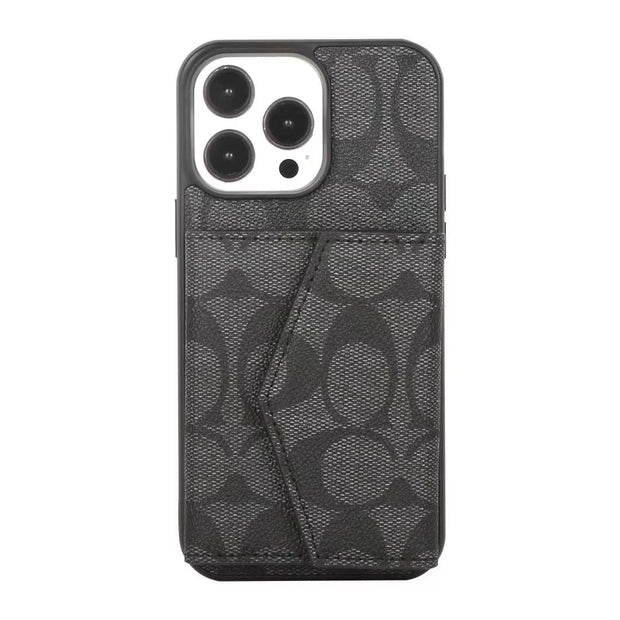 Looopix Coach Signature iPhone Case with Card Holder – Available for iPhone 11 to iPhone 16