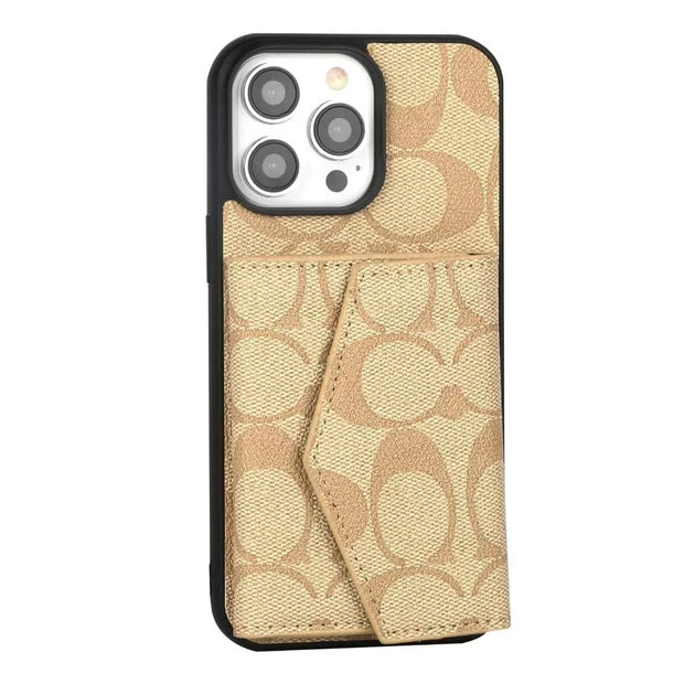 Looopix Coach Signature iPhone Case with Card Holder – Available for iPhone 11 to iPhone 16