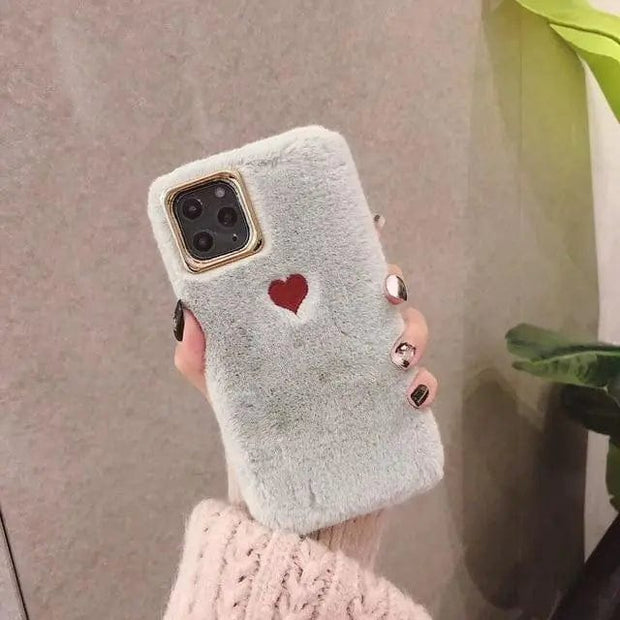 Looopix Cute Fluffy Heart Phone Case for iPhone