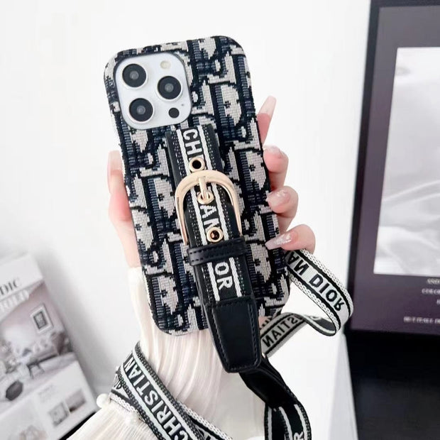 Looopix Dior Designer Strap iPhone Cases with Adjustable Lanyard