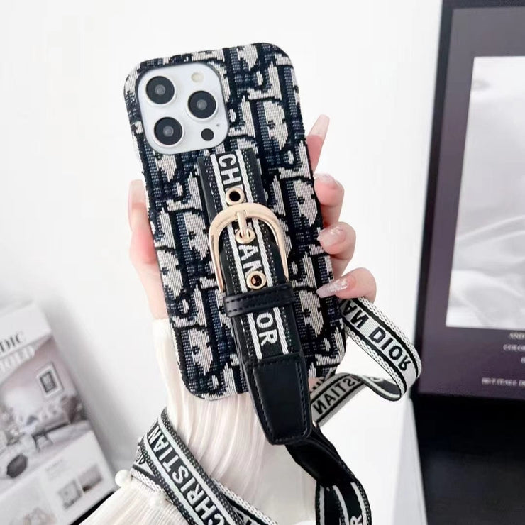 Looopix Dior Designer Strap iPhone Cases with Adjustable Lanyard