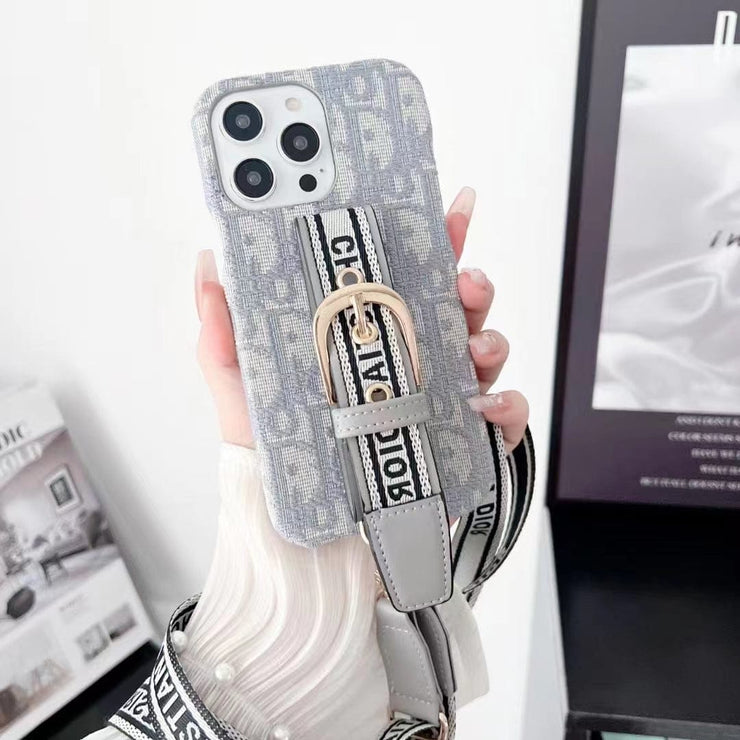 Looopix Dior Designer Strap iPhone Cases with Adjustable Lanyard