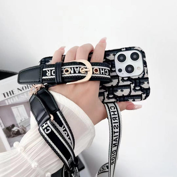 Looopix Dior Designer Strap iPhone Cases with Adjustable Lanyard