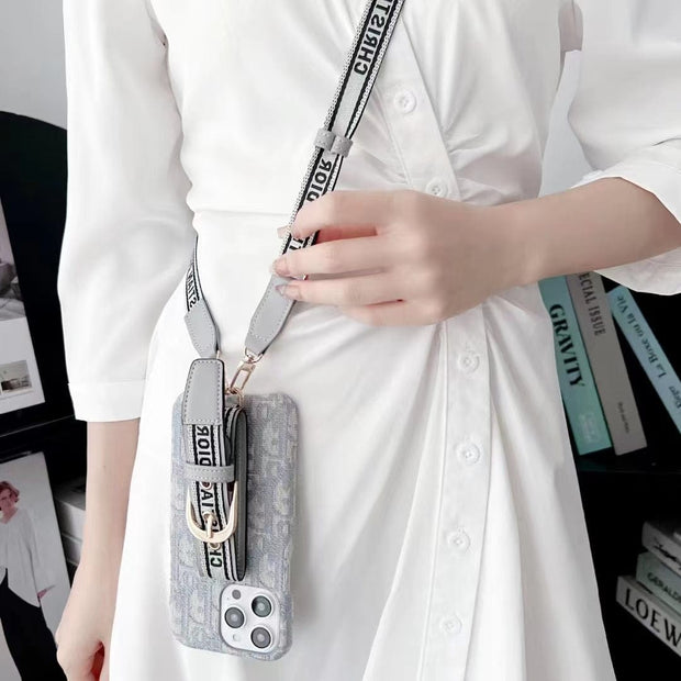 Looopix Dior Designer Strap iPhone Cases with Adjustable Lanyard