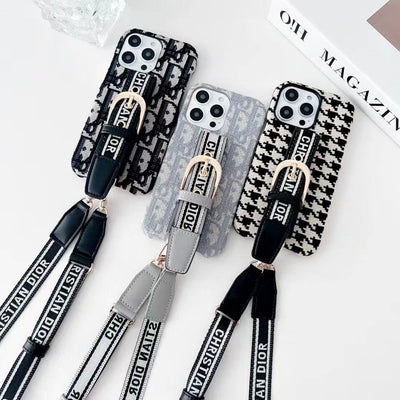 Looopix Dior Designer Strap iPhone Cases with Adjustable Lanyard