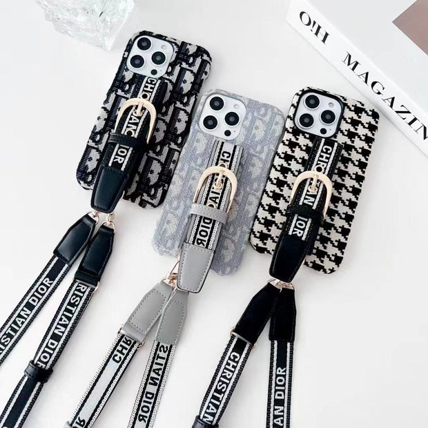 Looopix Dior Designer Strap iPhone Cases with Adjustable Lanyard
