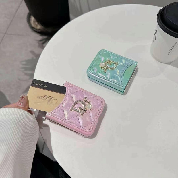 Looopix Dior-Inspired Quilted Samsung Z Flip Case with Card Holder – Available for Z Flip 3, 4, 5, and 6