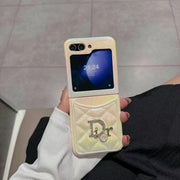 Looopix Dior-Inspired Quilted Samsung Z Flip Case with Card Holder – Available for Z Flip 3, 4, 5, and 6